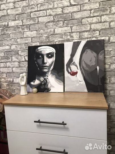 Картина монашка холст на раме, акрил