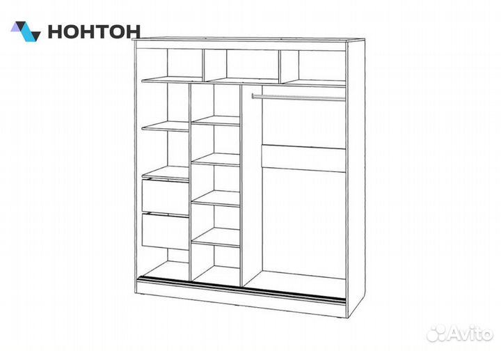 Шкаф-купе Элегант-1 сандал светлый