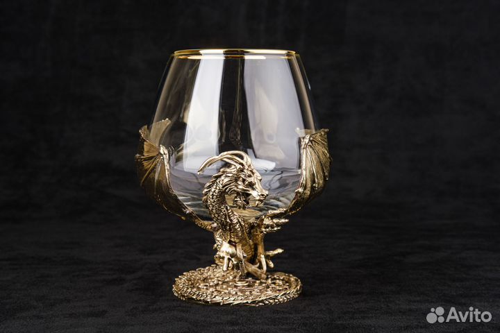 Подарочный бокал для коньяка Дракон в коробке