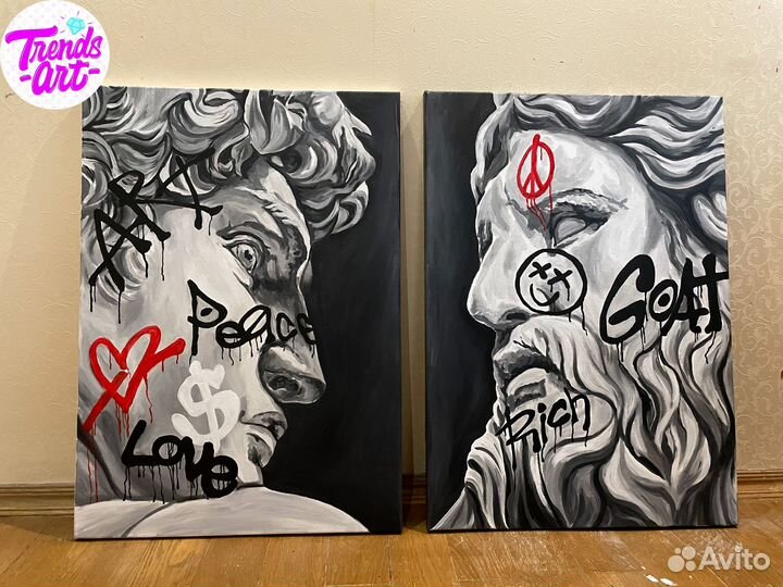 Большие поп стрит арт картины для интерьера купить