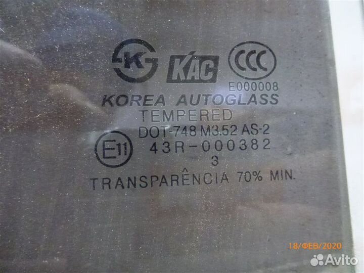 Стекло двери заднее левое Hyundai Santa Fe SM G4JS