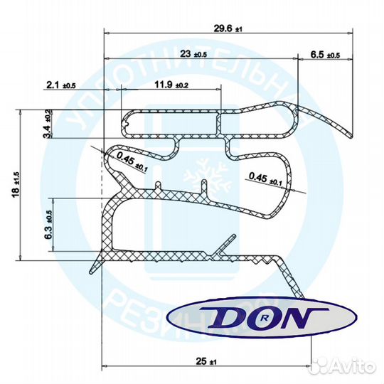 Уплотнитель морозильной камеры DON R-291