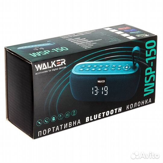 Портативная колонка walker WSP-150 с часами (бирюз