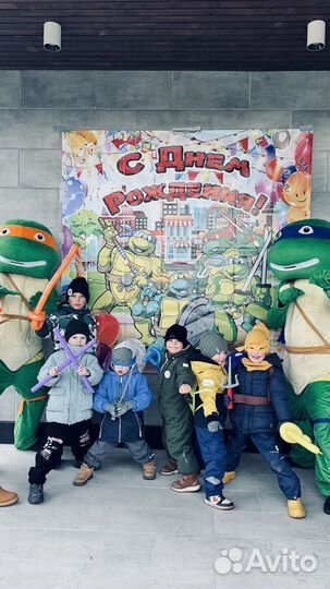 Баннер для фотозоны Черепашки 2*2