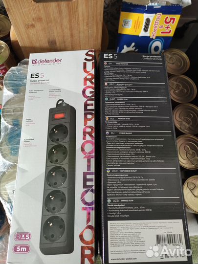 Сетевой фильтр 5 метров 5 мест defender
