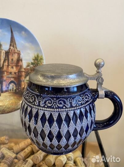 Антикварная пивная кружка, тарелка настенная