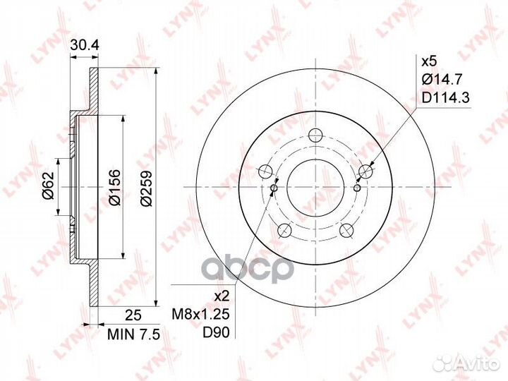 Диск тормозной зад BN1146 lynxauto