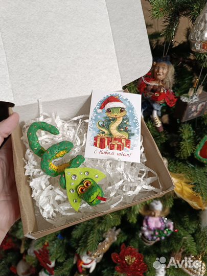 Ватные елочные игрушки, змея