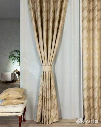 Шторы жаккард Альба Золотой песок