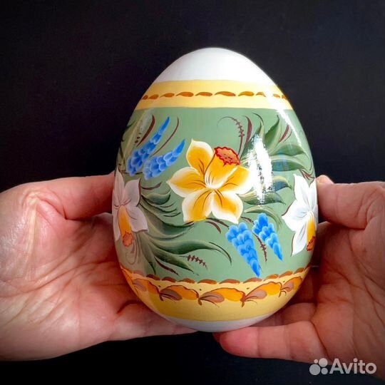 Яйцо деревНное пасхальное на ножке. Ручная роспись