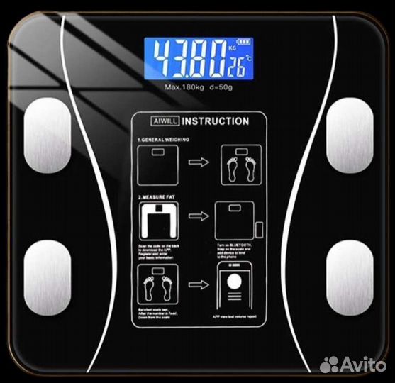 Умные весы c bmi / электронные напольные весы