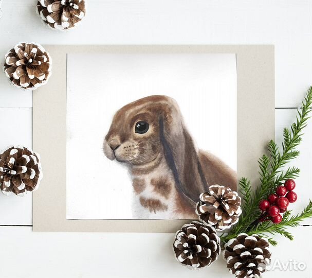 Картина акварелью «Кролик»
