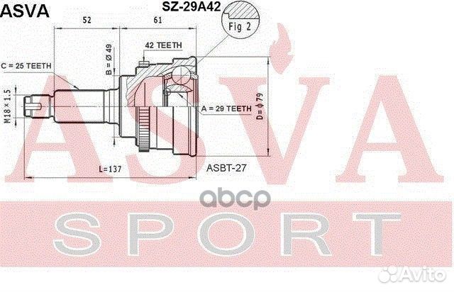 Шрус наружный 29x49x25 SZ29A42 asva
