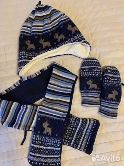 Набор шапка,шарф и варежки