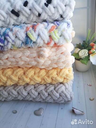 Вязаный детский плюшевый плед в наличии