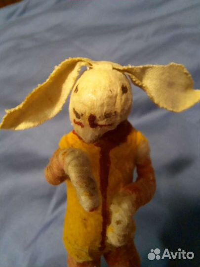 Старинная ёлочная игрушка Заяц вата редкость