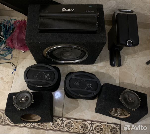 Сабвуфер+усилитель+колонки и др