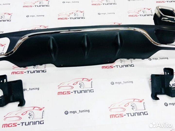 Диффузор с насадками E63 не AMG Пакет хром w213