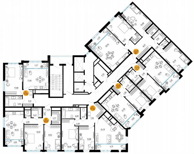 3-к. квартира, 100,8 м², 2/25 эт.
