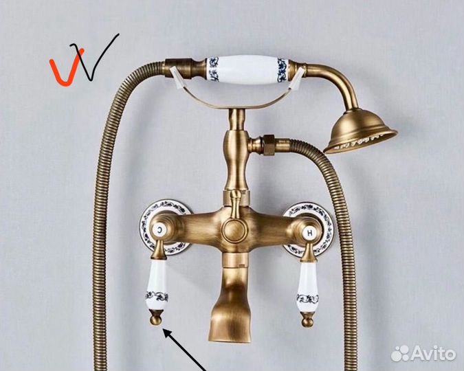 Смеситель ретро с керамикой латунь для ванны