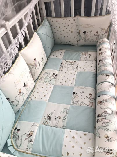 Бортики в кроватку новые, одеялко конверт