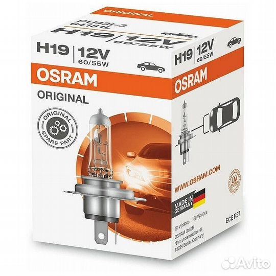 Лампа галогенная Osram 64181L H19 12V 60/55W, 1 шт