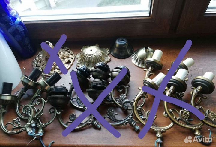 Детали люстры светильники бра много