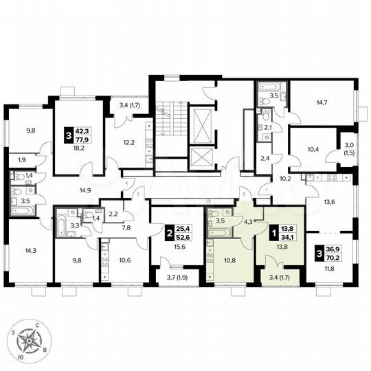1-к. квартира, 34,1 м², 22/24 эт.