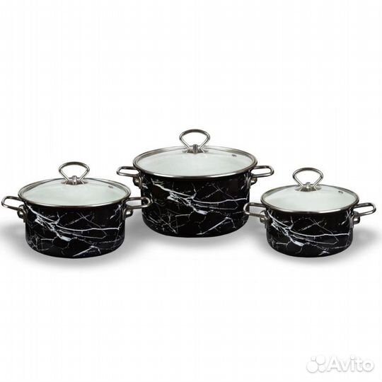 Набор 3 пр. Черный мрамор-1-Элит (черная) (1,9л, 2