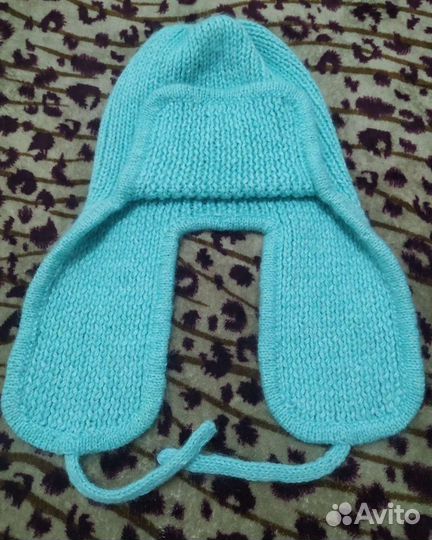 Шапка ушанка женская вязаная