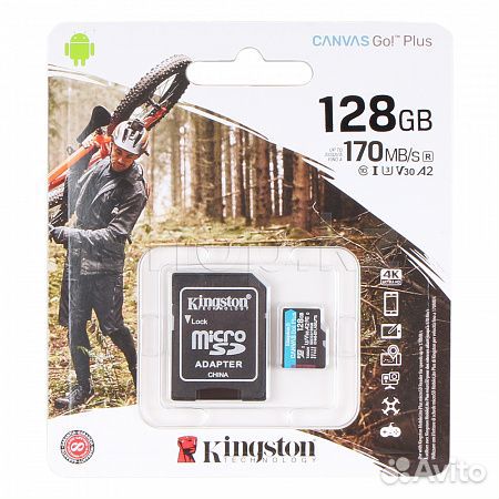 Карта памяти Kingston Canvas Plus 128 Гб (170MB/S)