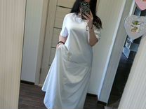 COS Белое платье- футболка с воланом, р.L(48-50)