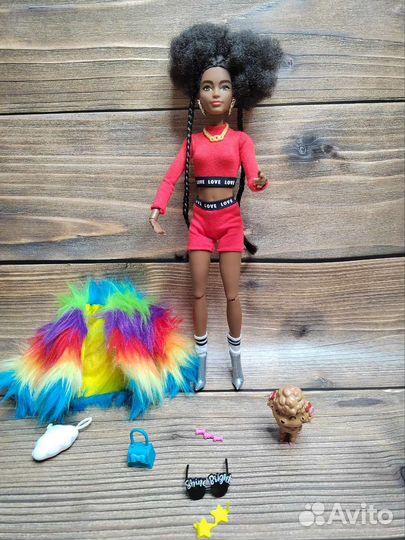 Кукла Barbie Extra в радужном пальто