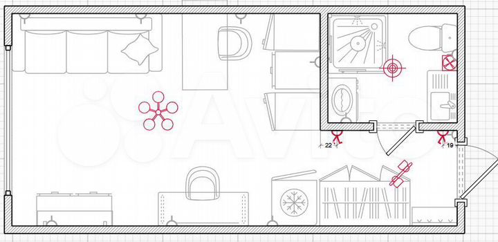 Комната 17,9 м² в 1-к., 1/5 эт.