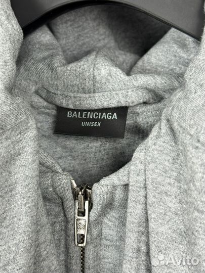 Balenciaga Incognito Unity Zip-Up Hoodie Grey