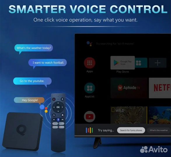 Приставка смарт тв, андройд тв. Q1