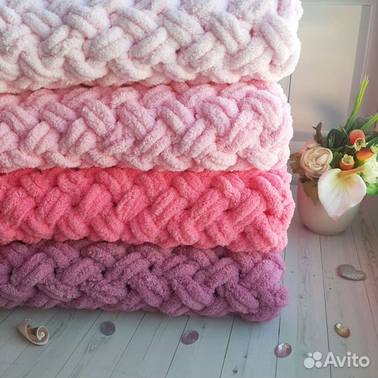 Вязаный детский плюшевый плед в наличии