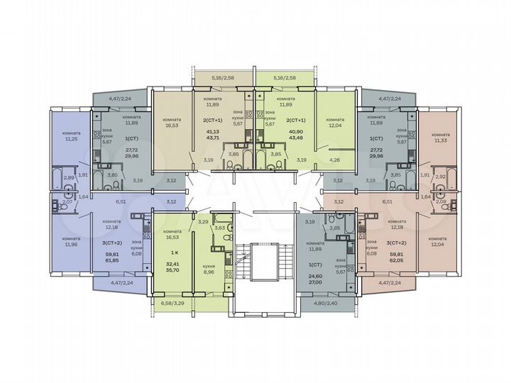 3-к. квартира, 64,3 м², 3/7 эт.