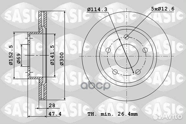 Диски тормозные комплект 2шт 6106224 6106224 Sasic