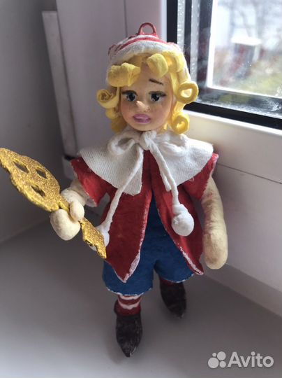 Ватная, елочная игрушка, ручной работы