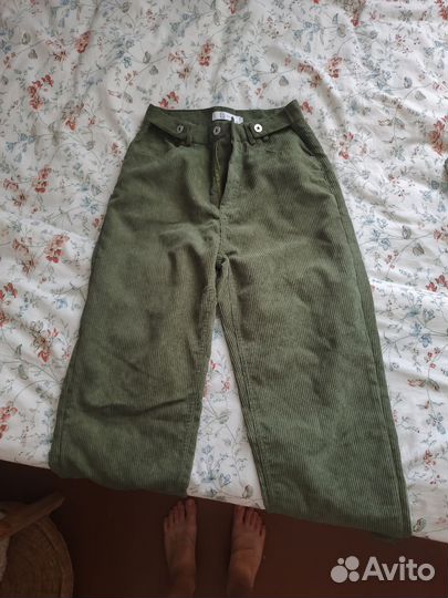 Брюки вельветовые зелёные