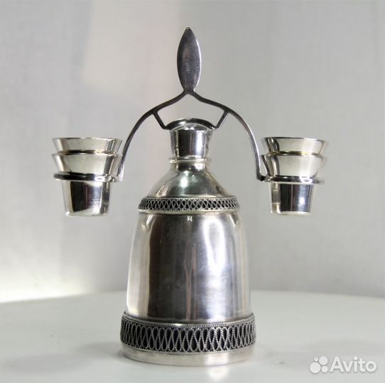 Сувенирный коньячный набор. Мельхиор. Скань