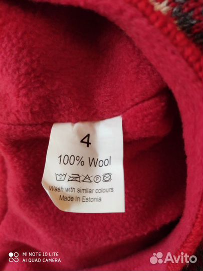 Шапочка зимняя для девочки, 100 шерсть. Эстония