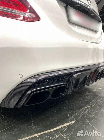 Диффузор Mercedes С-class w205 B под карбон +