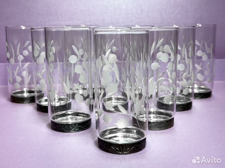 Рюмки с металлической отделкой. Набор 10 шт