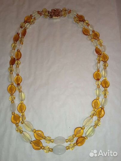 Бусы урановое стекло Чехословакия винтаж