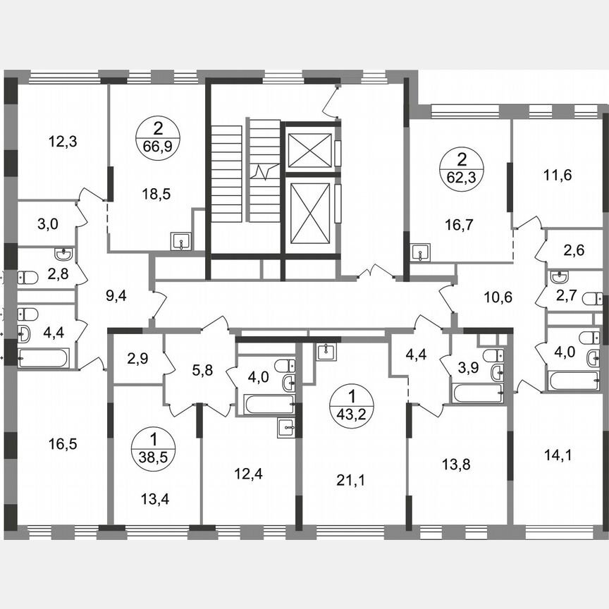 1-к. квартира, 43,2 м², 4/17 эт.