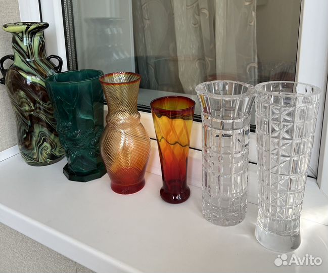 Вазы хрусталь, цветное стекло винтаж СССР