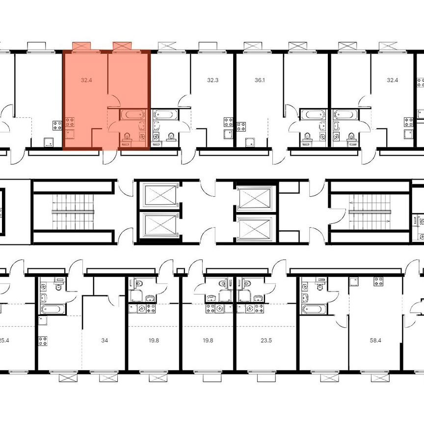 1-к. квартира, 32,4 м², 32/33 эт.