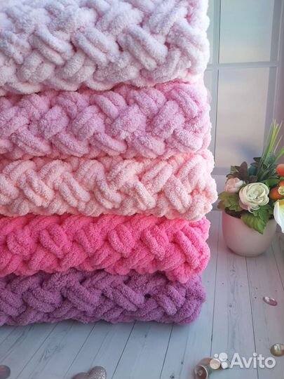 Вязаный детский плюшевый плед в наличии